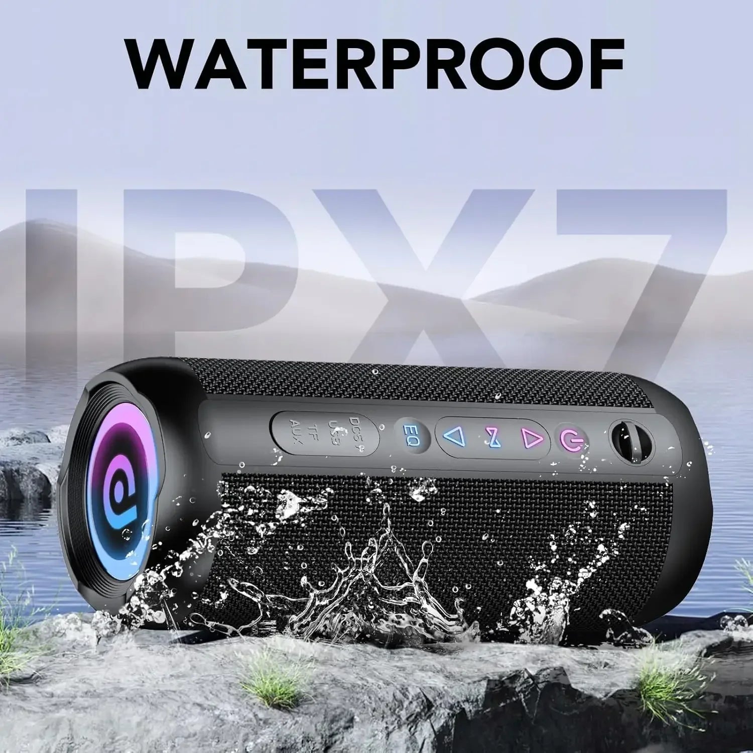 Portable Bluetooth Speaker, Bluetooth 5.4 Speaker, 30W Dual Speaker, Deep Bass, 30H Playtime, 3 EQ Mode, Colorful RGB Lights