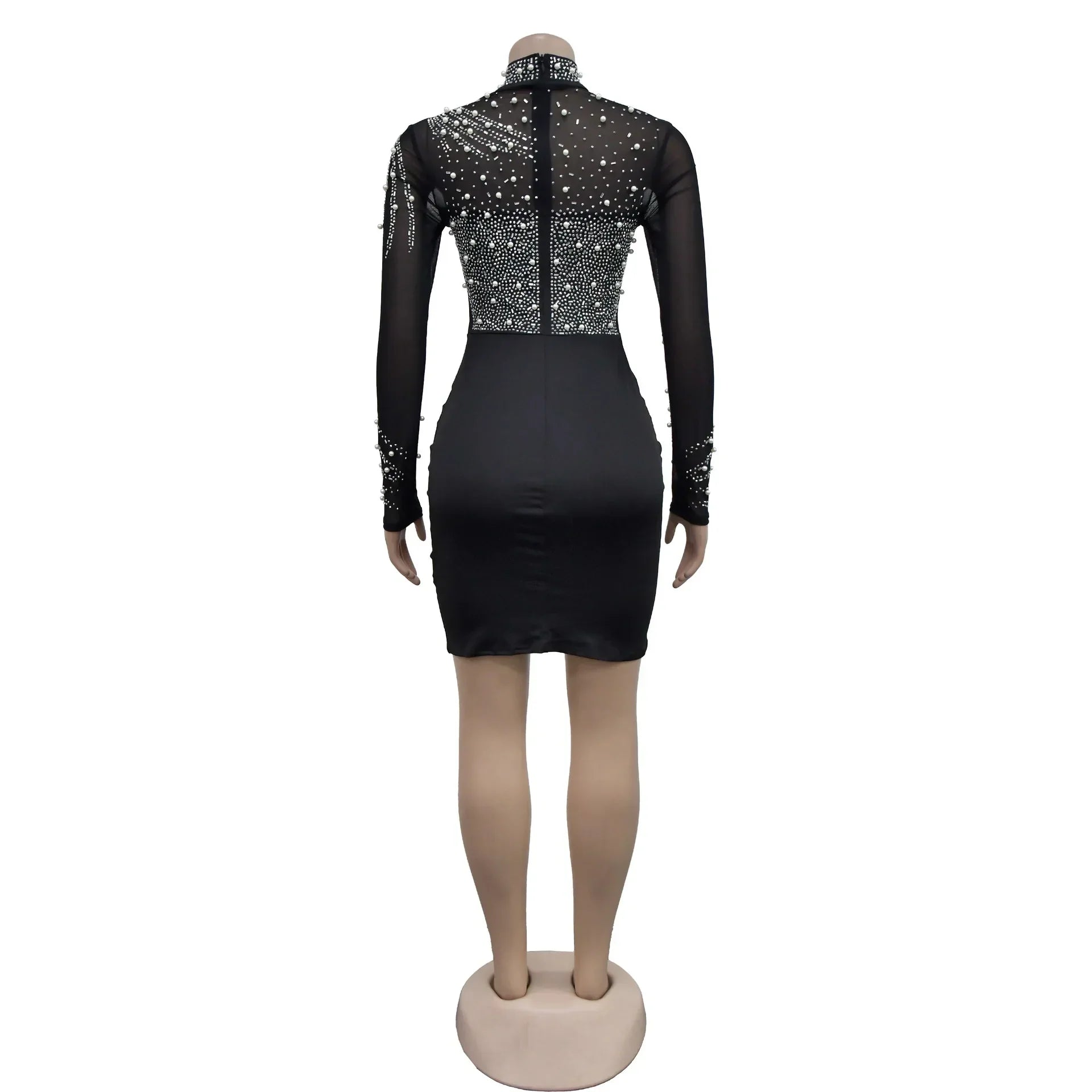 CM.YAYA Women Long Sleeve Mesh Diamonds Hot Rhinestones Mini Dress 2024 Summer Evenning Sexy Party Night Club Dresses Vestidos