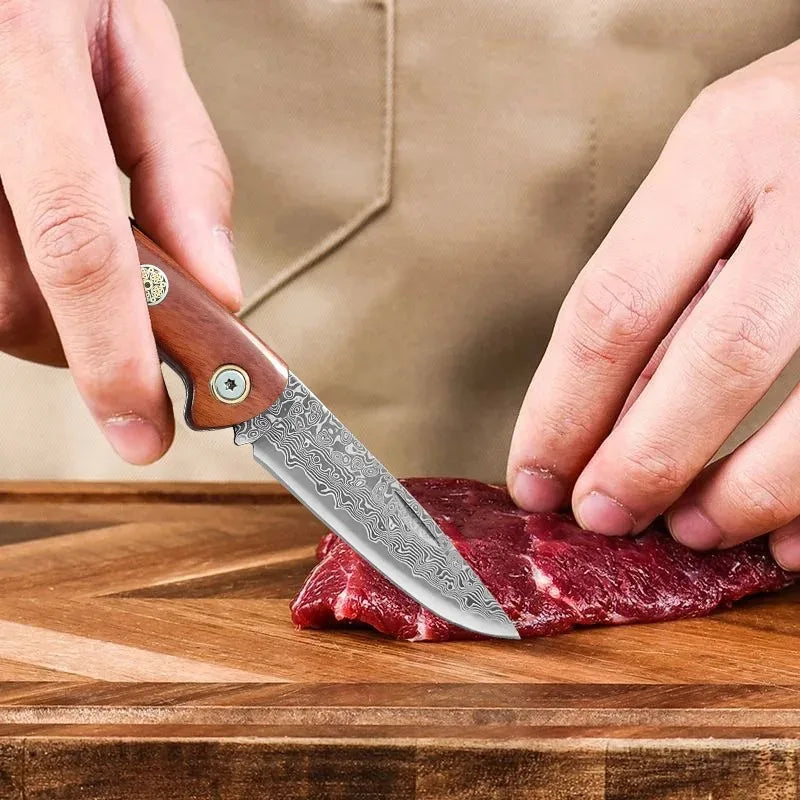 Folding Blade Kitchen Knife Stainless Steel Meat Cleaver With Wood Handle Cooking Household Meat Fruit Vegetables Barbecue Knife