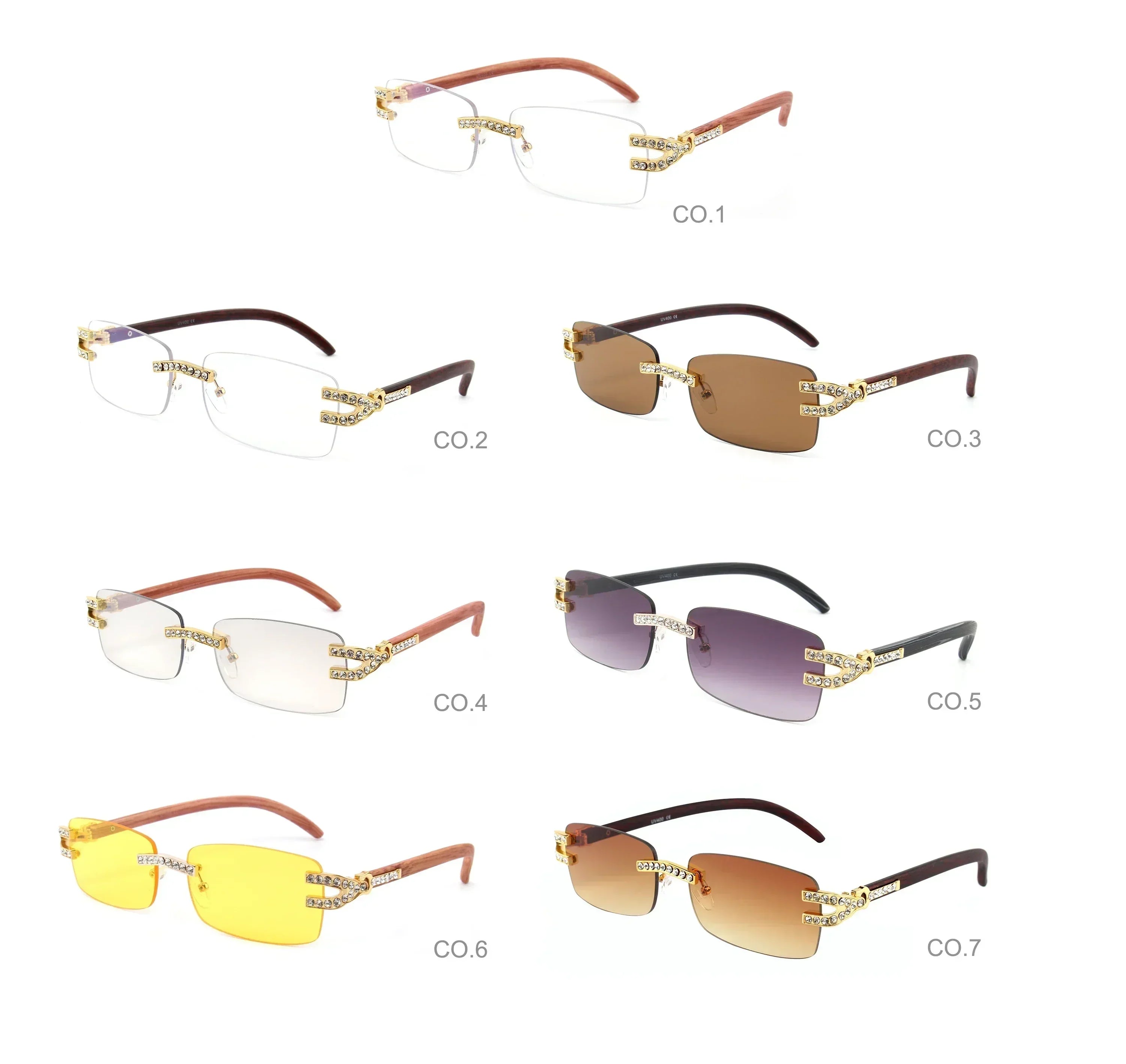 Kenbo Small Rectangle Rimless Sunglasses Men 2024 Luxury Brand Frameless Sun Glasses For Women Vintage Square UV400 Eyewear