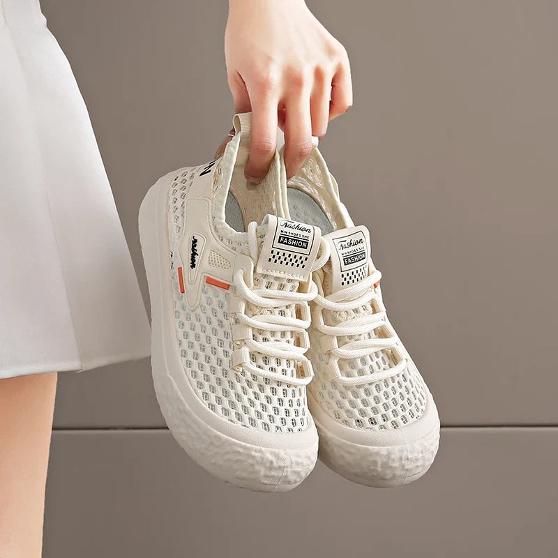 Shoes Woman 2025 Outdoor Casual Sports Shoes Hollow Breathable Comfortable Thick Sole Lightweight Mesh Shoes Women's Sneaker