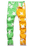 2026 New Fashion Men Clothing Stars Print Jeans Y2K Fancy Color Stretch Cotton Denim Pants Spring Trendy Slim Straight Trousers