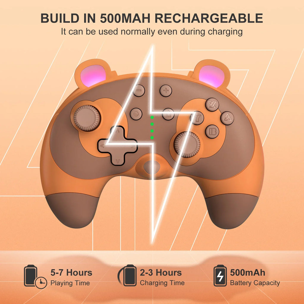Dual-Operation Mode Gamepad with 6-Axis Gyro,Dual Vibration&Macro Programming,Large-Capacity Wireless Game Controller