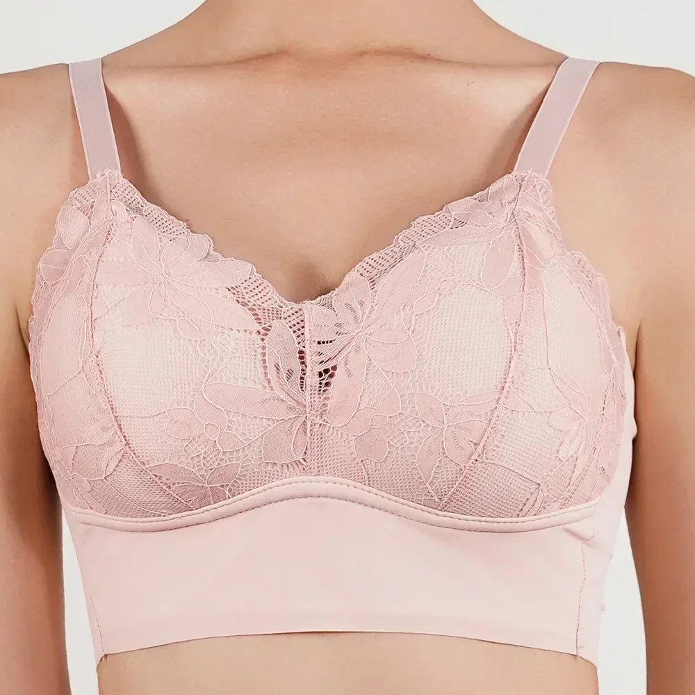 Hot Full Cup Thin Underwear Small Bra Plus Size Wireless Adjustable Lace Women's Bra Breast Cover B C Cup Large Size Lace Bras