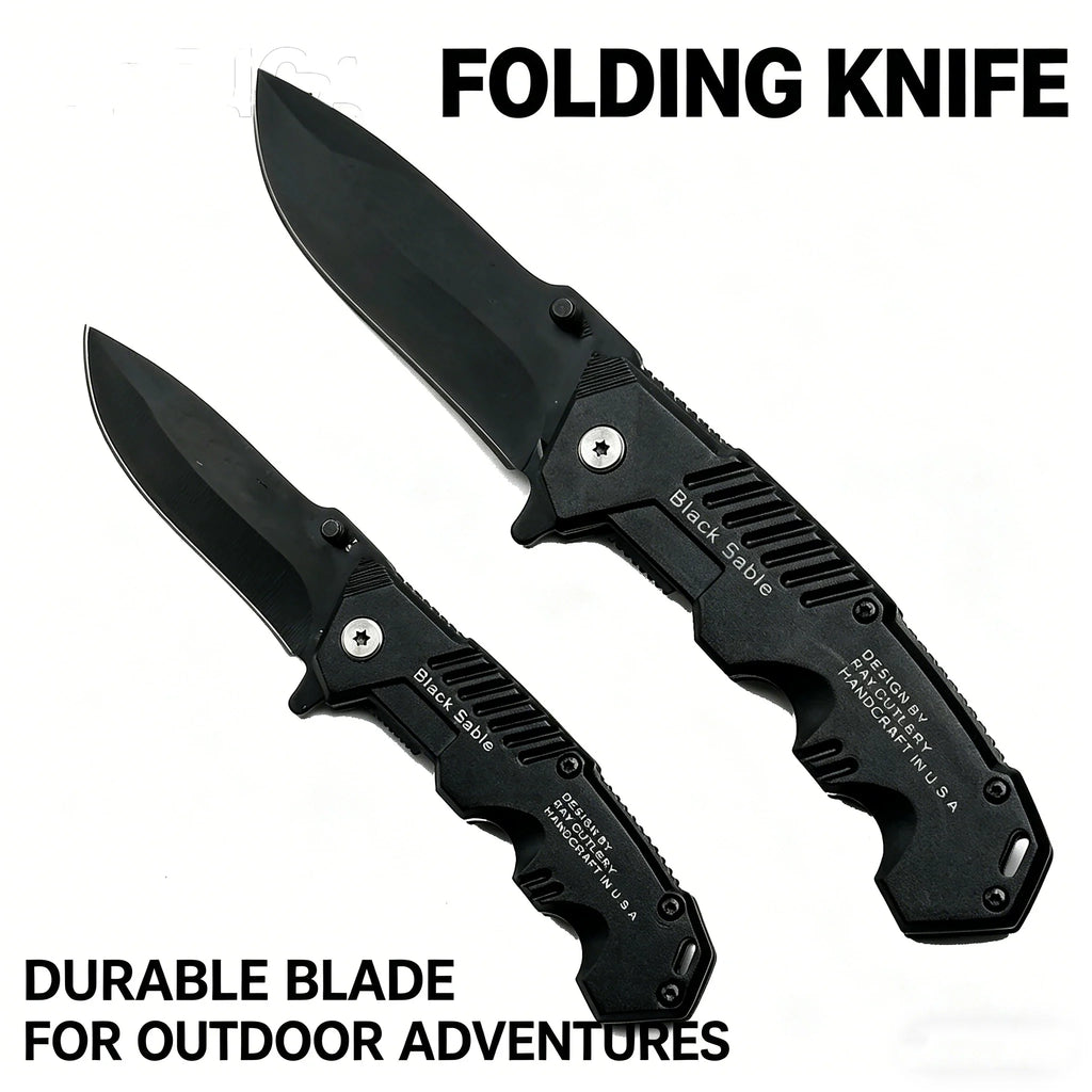 This multi-functional all-in-one folding knife is a portable tool for outdoor camping, hiking, survival, and household peeling
