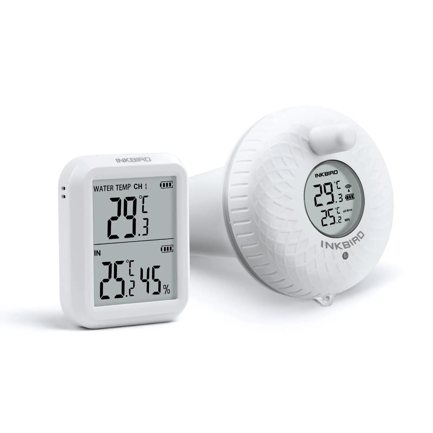 INKBIRD Wireless Digital Swimming Pool Thermometer with Indoor Monitor Up to 300 ft Transmission for Bathtub,Hot Spring,Aquarium