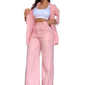 Sets for Women 2 Pieces Autumn Fashion Long Sleeve Blazer Sets Elegant High Waist Work Pants Set Office Lady Pink Suits