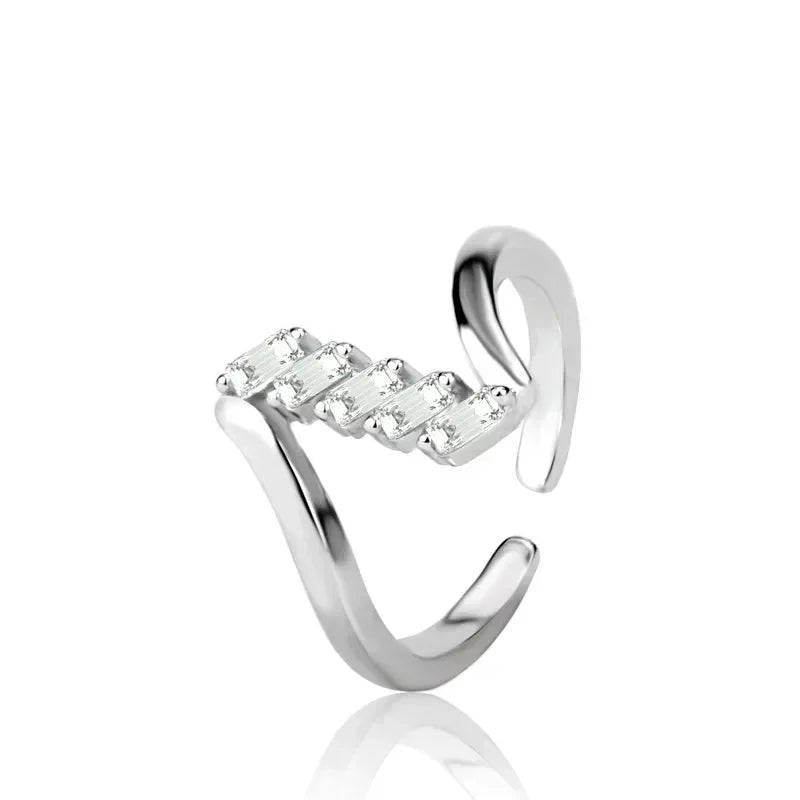 Hot 925 Sterling Silver Ring AAA Zircon Adjustable Simplicity Fashion Exquisite Women Jewelry Accessories Wedding Party Gift