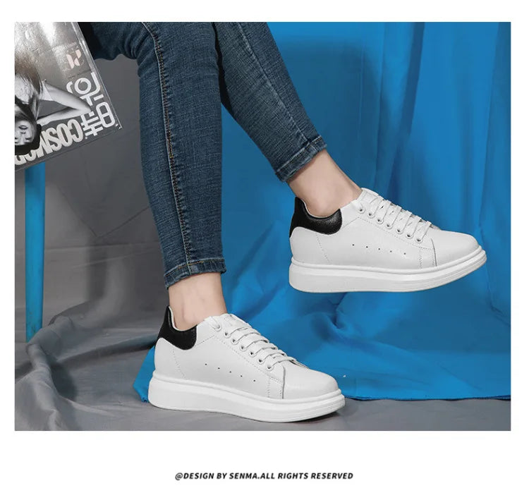 Invisible height-increasing men's shoes, 10 cm, white sneakers, Korean style, sports shoes