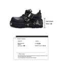 Platform Metal Punk Flats Cross Tied Buckle Single Shoes Zip Round Toe Gothic Runway Casual Women Shoes Goth Black Chunky