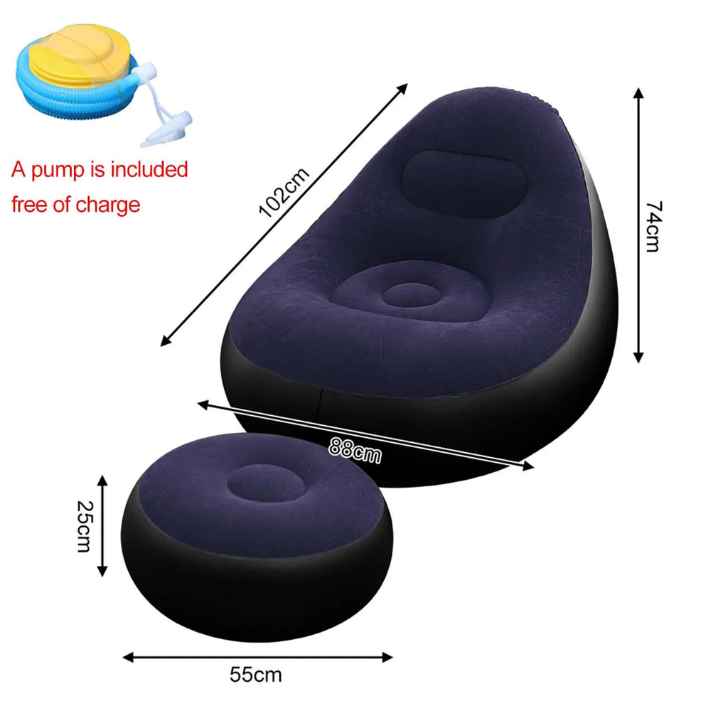 1PC Nflatable Air Sofa Chair with Footrest, Portable Lounge Chair Set