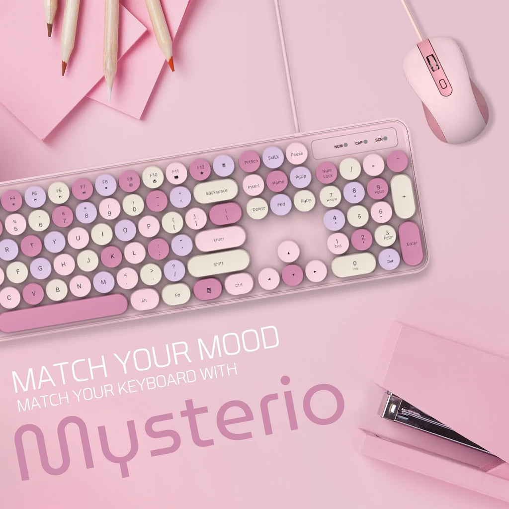 Wireless Keyboard Mouse Set High-Looking Girl Silent Office retro Cute Pink