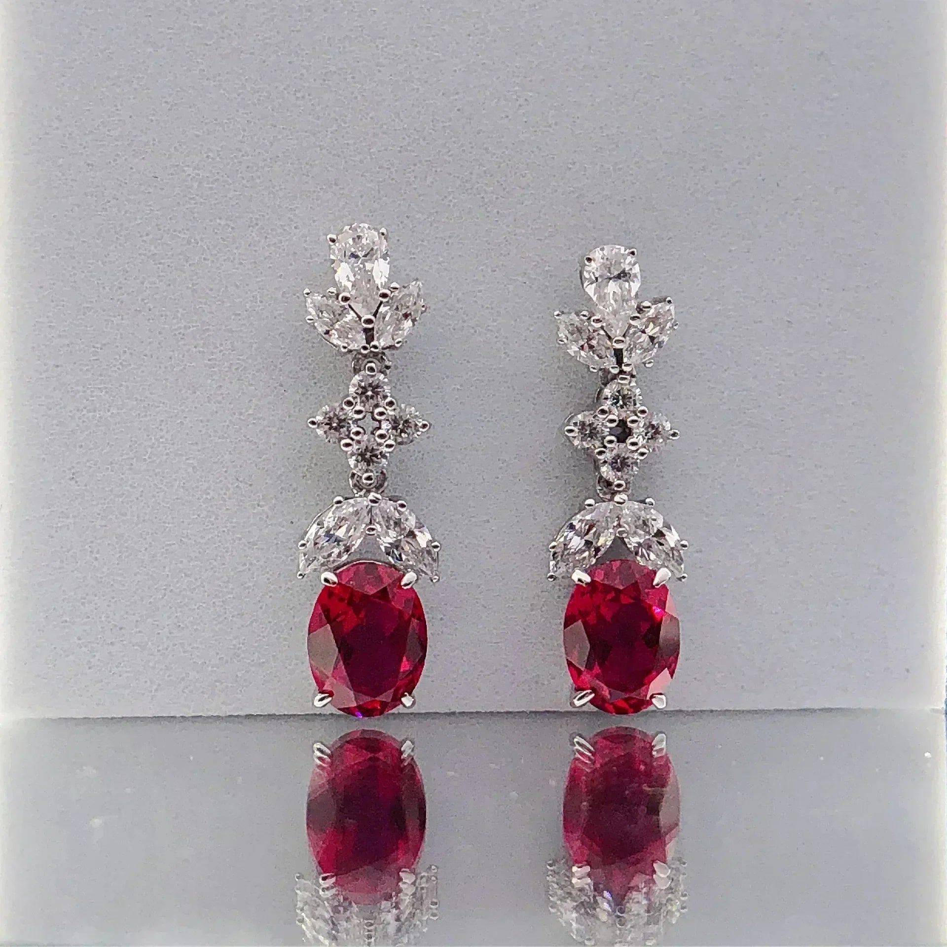 Women Marquise Pave with Oval Drop Earrings 1.5ct Moissanite PT950 Platinum - PT950 Dual-Shape Crafted, Marquise + Oval