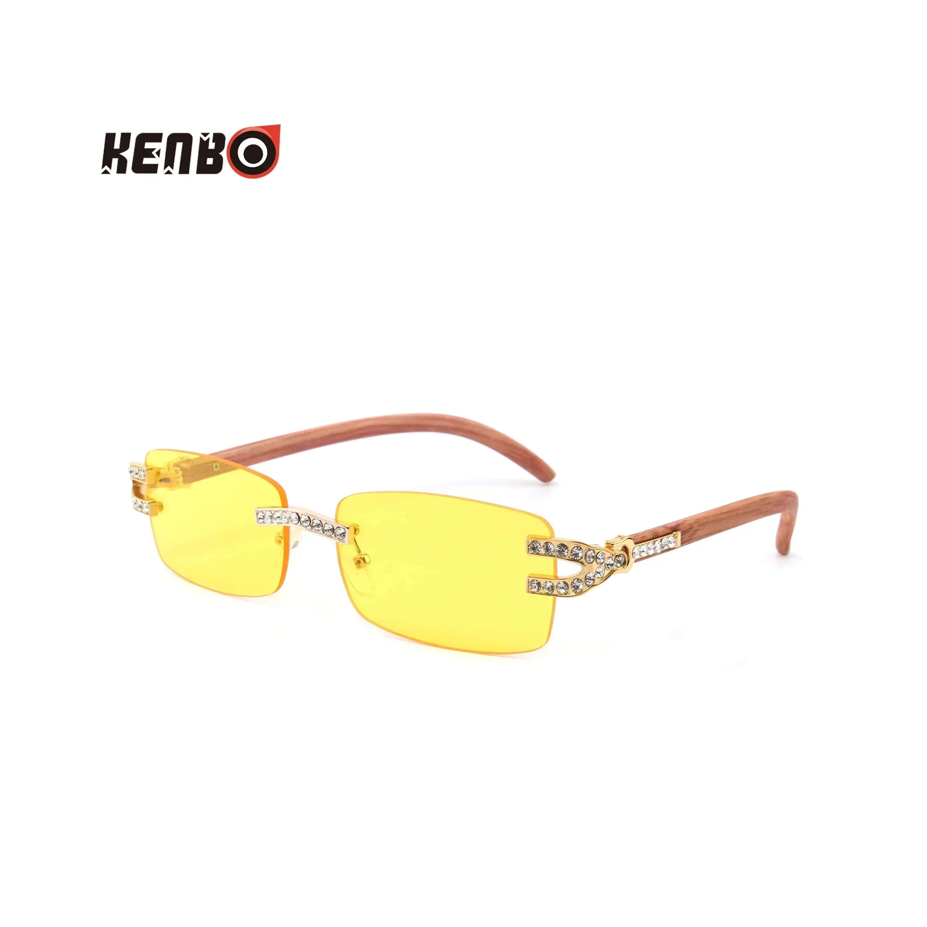 Kenbo Small Rectangle Rimless Sunglasses Men 2024 Luxury Brand Frameless Sun Glasses For Women Vintage Square UV400 Eyewear