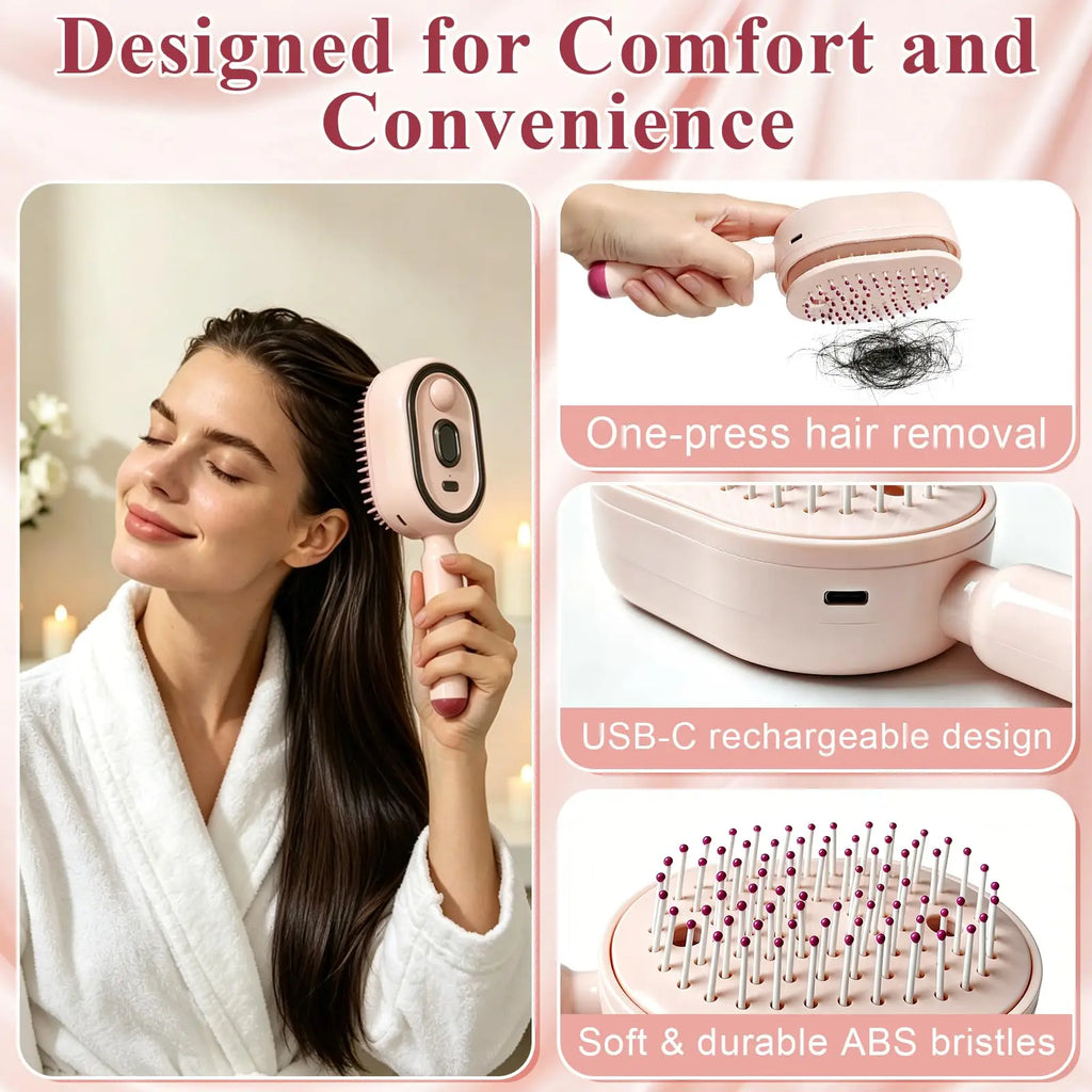 Electric Spray Hair Straightener Comb Electric Steaming Air Cushion Massage Hair Brush Rechargeable Detangling Steam Brush