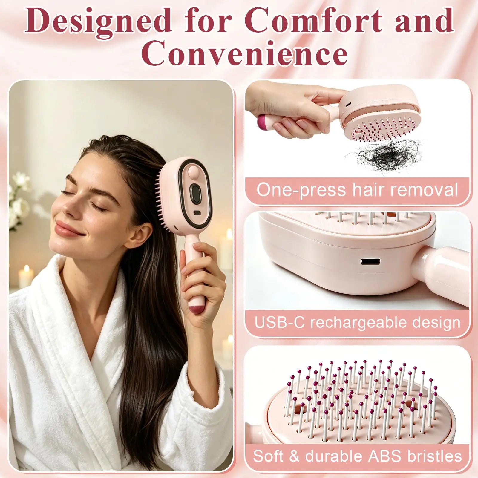 Electric Spray Hair Straightener Comb Electric Steaming Air Cushion Massage Hair Brush Rechargeable Detangling Steam Brush