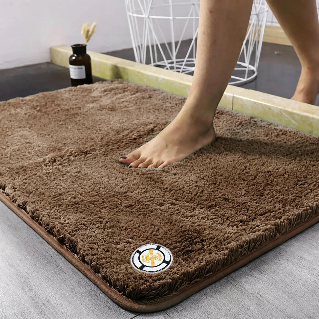 Super Absorbent Non-slip Bathroom Mat Plush Microfiber Quick Dry Washable Soft Bath Rug for Tub Balcony