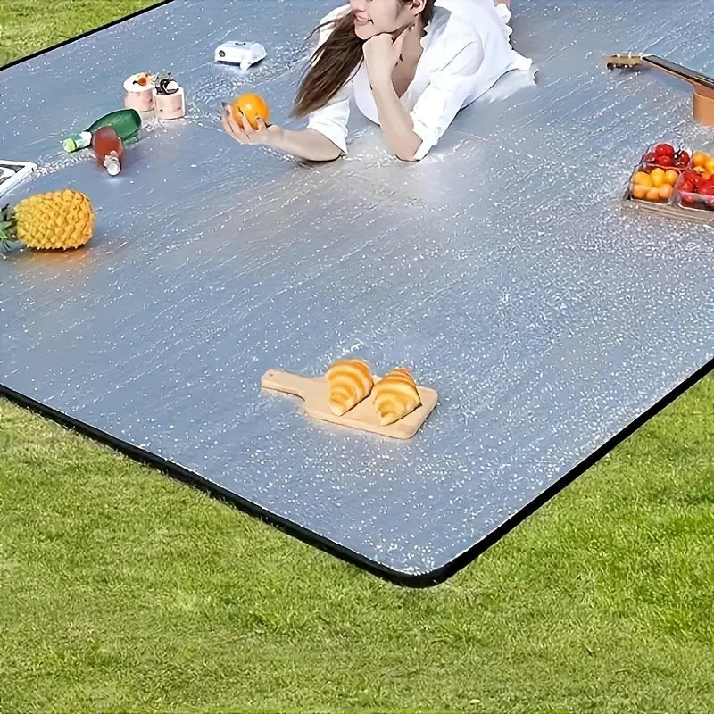 Camping Mat Waterproof Large Foldable Silver Blue Four Season Moisture Proof Easy Clean Picnic Beach Park Outdoor Hiking Travel