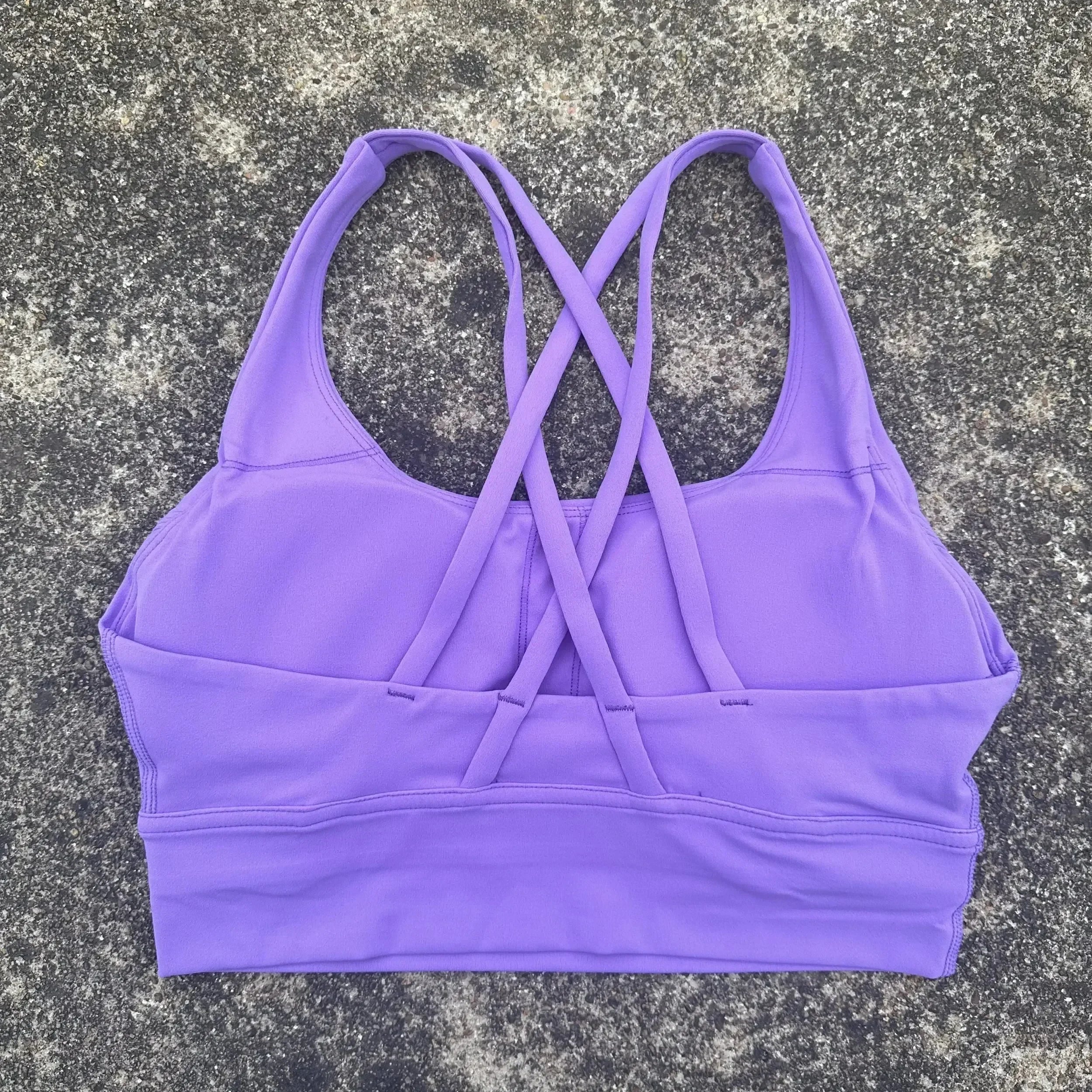 Solid Color Women Cross  Fitness sport Bra soft high strength Tight Top Comprehensive Training Gym Yoga Underwear With Chest Pad