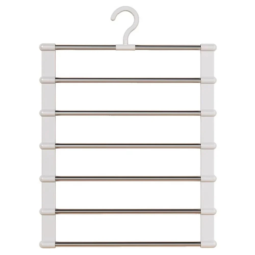 Multi-Layer Pants Hanger Space Saving Closet Organizer Foldable Trousers Clothes Rack Wardrobe Storage with Non Slip Clips