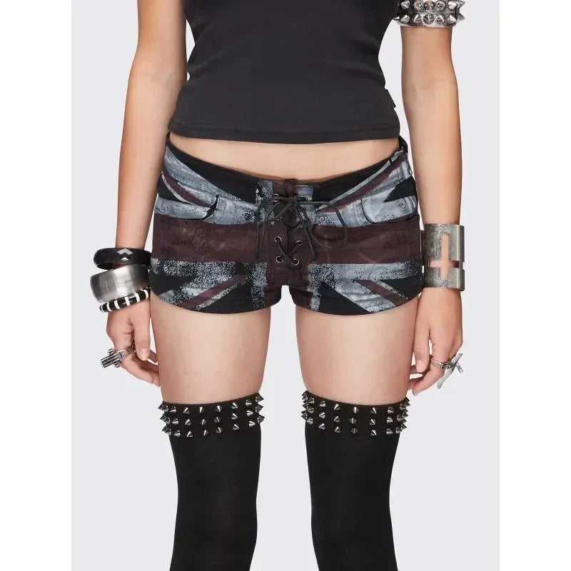 Fun and personalized printed drawstring design sexy shorts for women 2025 new summer fashion aesthetic slim vintage y2k shorts