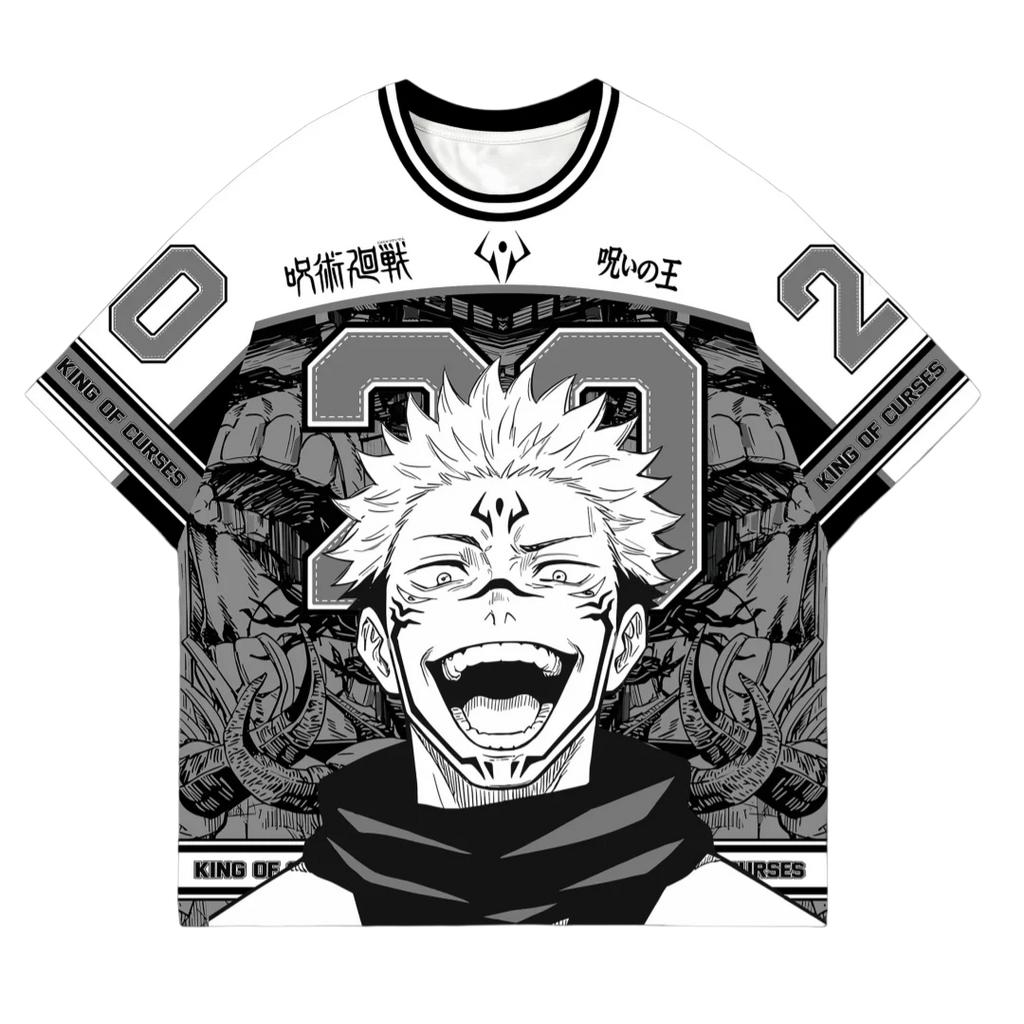 Bandai Sukuna Jujutsu Kaisen Monochrome Manga Panel Jersey Cursed King No. 20 Adult Kids T-Shirt Summer Quick-dry Lightweight