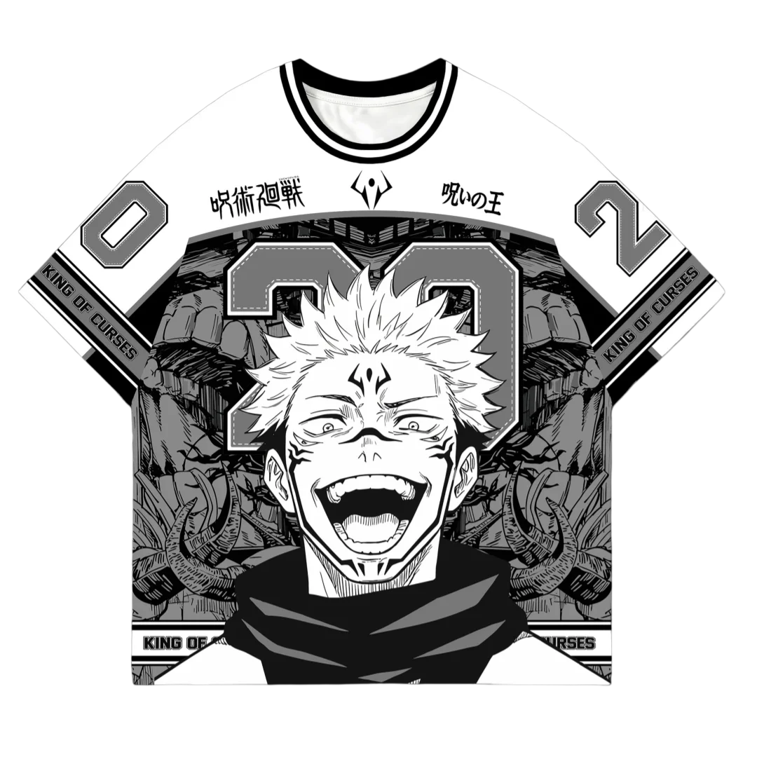 Bandai Sukuna Jujutsu Kaisen Monochrome Manga Panel Jersey Cursed King No. 20 Adult Kids T-Shirt Summer Quick-dry Lightweight