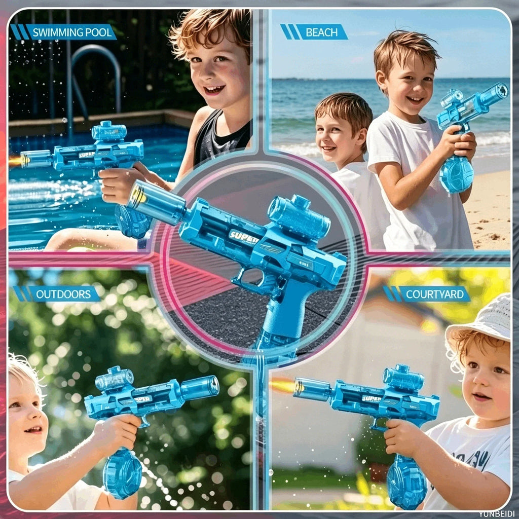 Electric Water Gun with Flashing Function Continuous Spray Water Gun Summer Outdoor Game Water Gun Children's and Adult Toy Gift