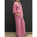 Solid Color Linen Two Piece Sets Women Outfits Spring Autumn Simple Long Sleeve Shirt Loose Trousets Set Office Casual Suit