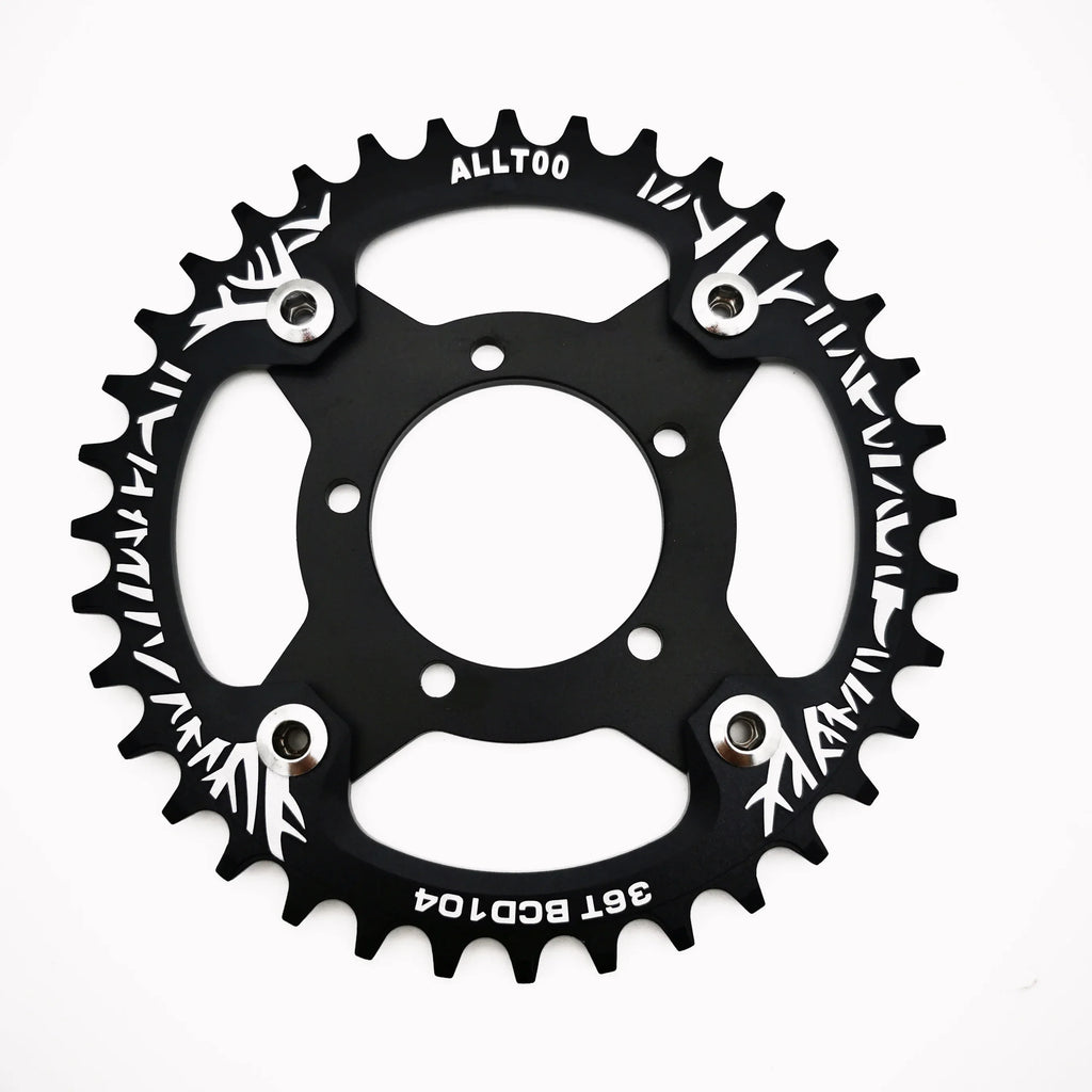 ALLTOO Bike Part Bicycle Crankset Bafang 104BCD Motor Aluminum Alloy Chainring Mid Drive Adapter For Electric E-bike 32T-52T