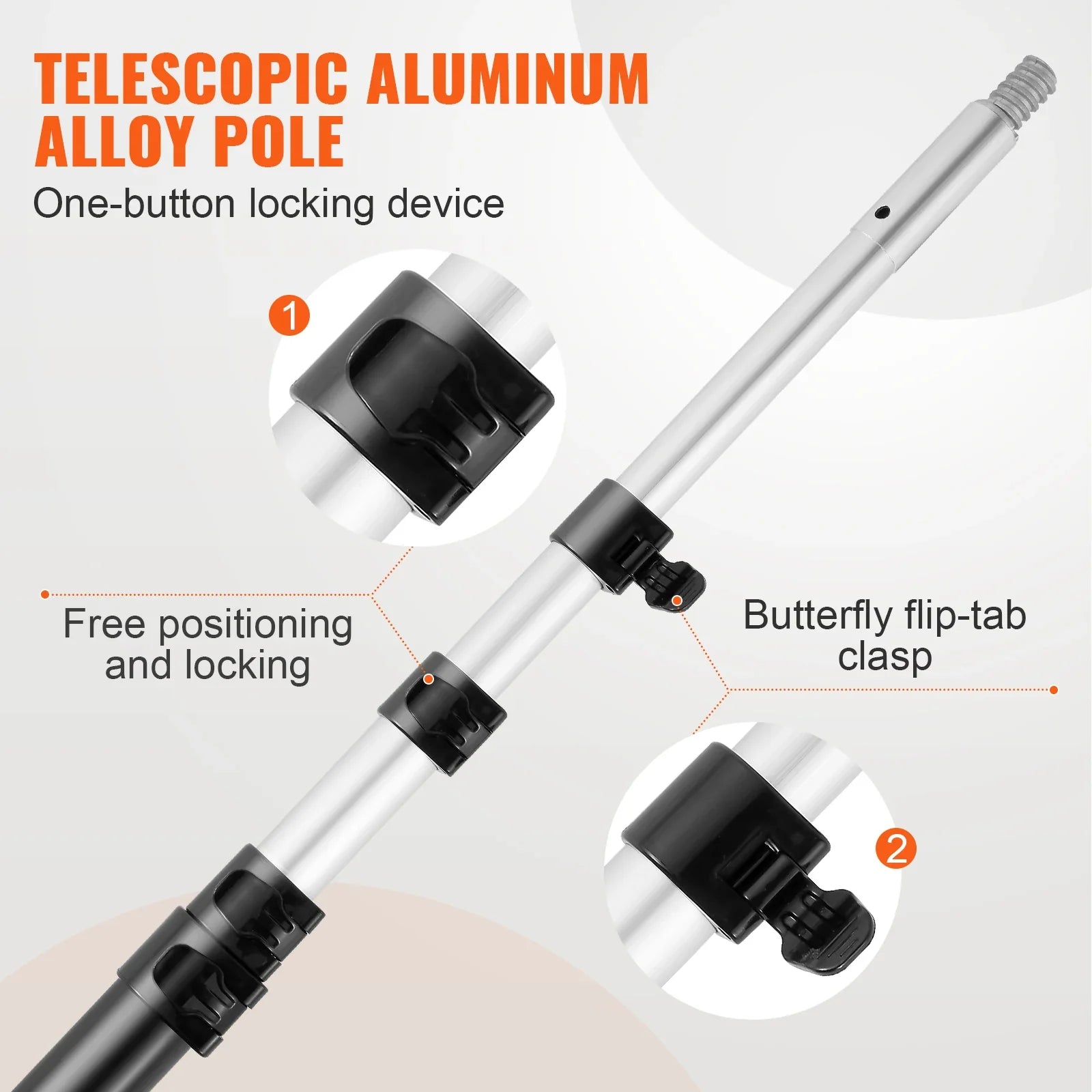 SucceBuy Manual Pole Saw Extendable Tree Pruner Sharp Steel Blade for Branches Trimming with Lightweight Aluminum Alloy Handle