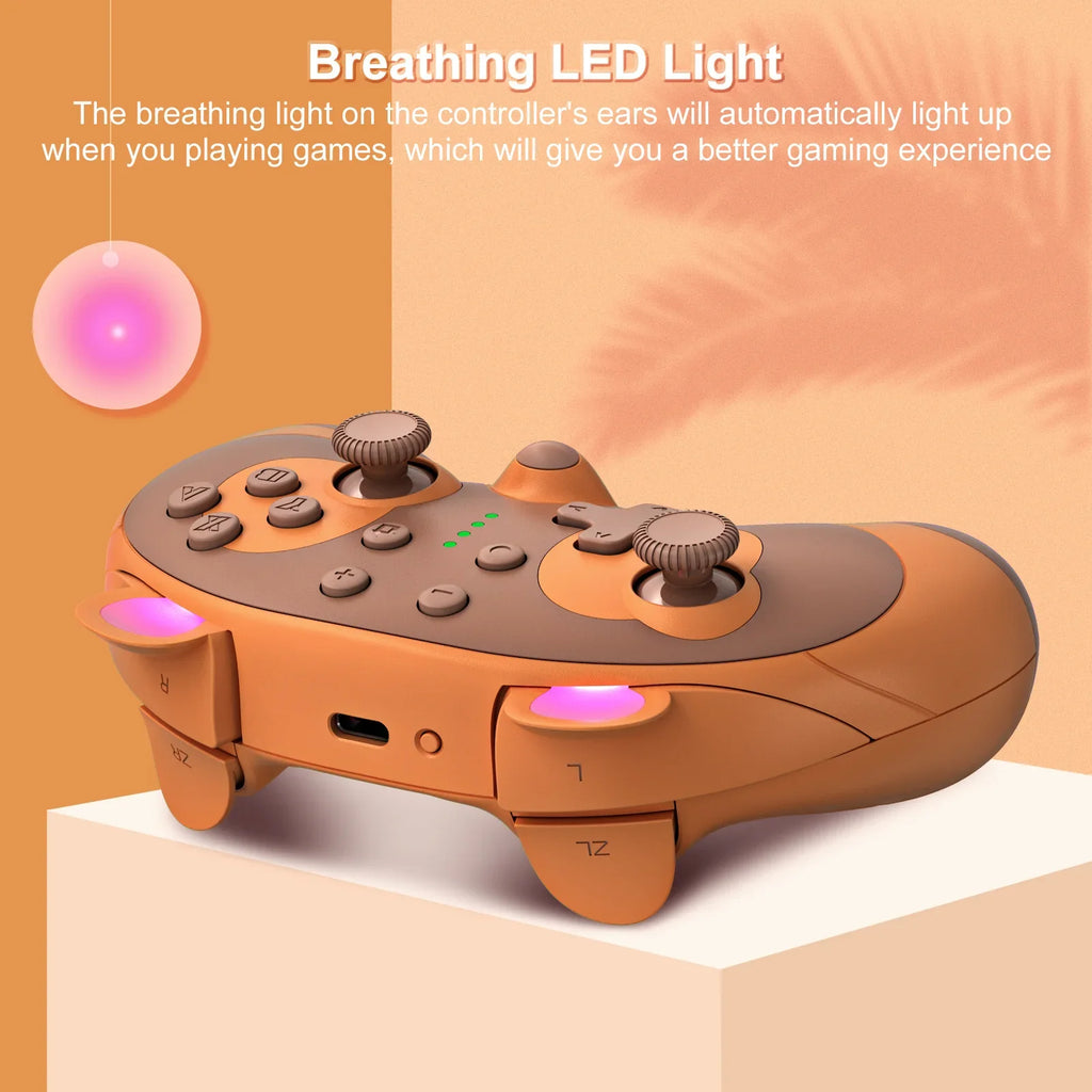 Dual-Operation Mode Gamepad with 6-Axis Gyro,Dual Vibration&Macro Programming,Large-Capacity Wireless Game Controller