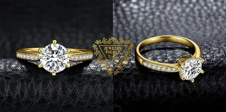 JewelryPalace Moissanite D Color 0.5ct 1ct 1.5ct 2ct 3ct Round S925 Sterling Silver Wedding Engagement Ring for Women