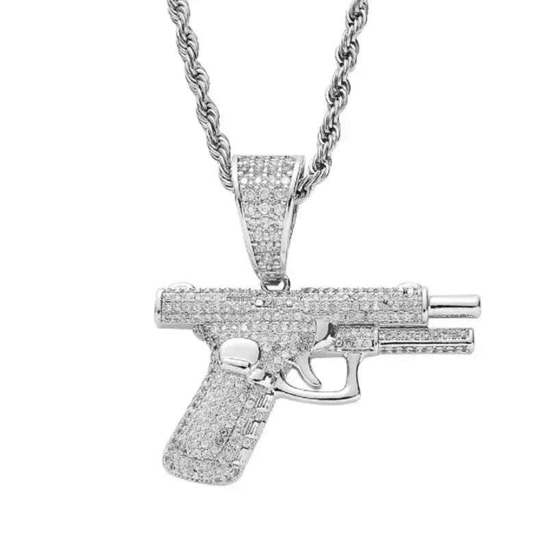 Ice Out Zircon Polite Gesture Middle Finger Necklace Men Women Punk Hip Hop Rap Rock Party Jewelry Gift