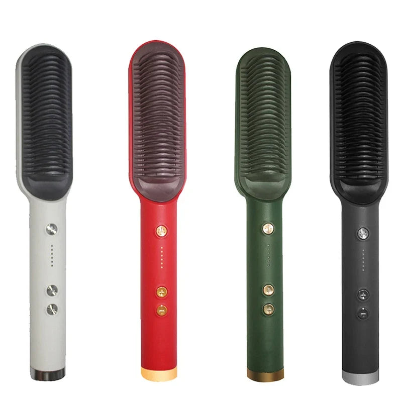 Professional hair styling tools - Hair straightening device for beauty salons - Smooth hot hair straightening comb and brush