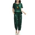 Classic Summer Two Piece Set (T-shirt+Pants) 2024 Women's Plus Size Fashion Casual Short Sleeve Classic Knitted Button Clothing