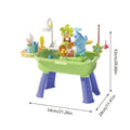 Kitchen Water table Sets with Pump,Tableware & Fishing Game for Kids,Children's Play Sink with Running Water & Electric Faucet