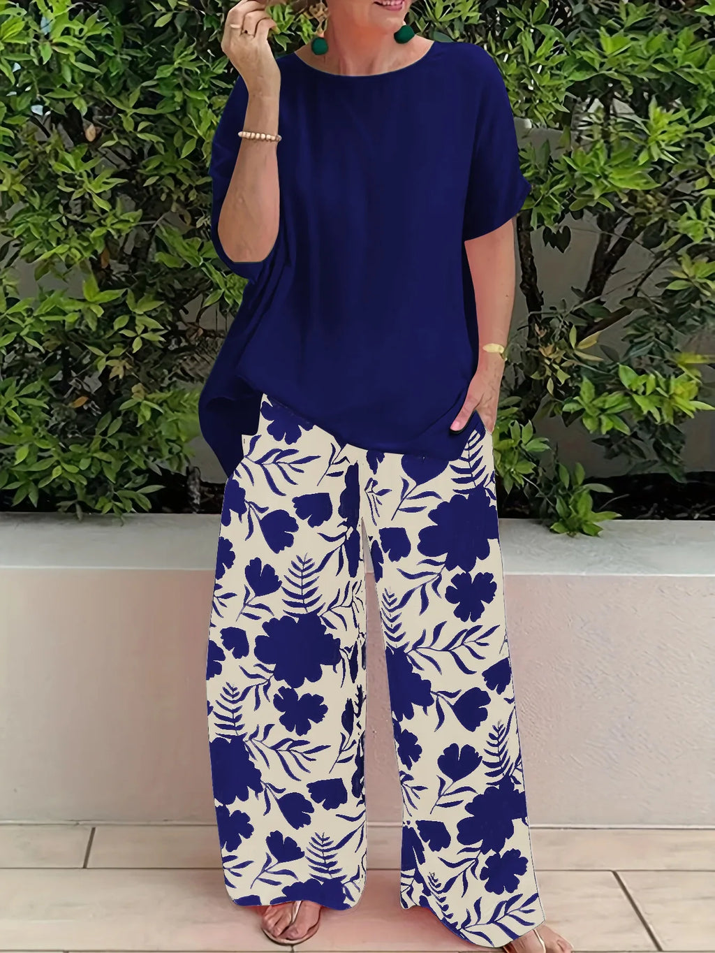 2024 Wide Leg Pant Two Piece Set Women Fashion Short Sleeve Shirt And Pant Sets Summer Casual Loose 2 Piece Sets Women Outfit