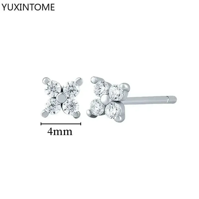 925 Sterling Silver Ear Needle Fashion Hoop Earrings White Crystal Luxury Women's Silver Earrings Wedding Women's Jewelry Gift