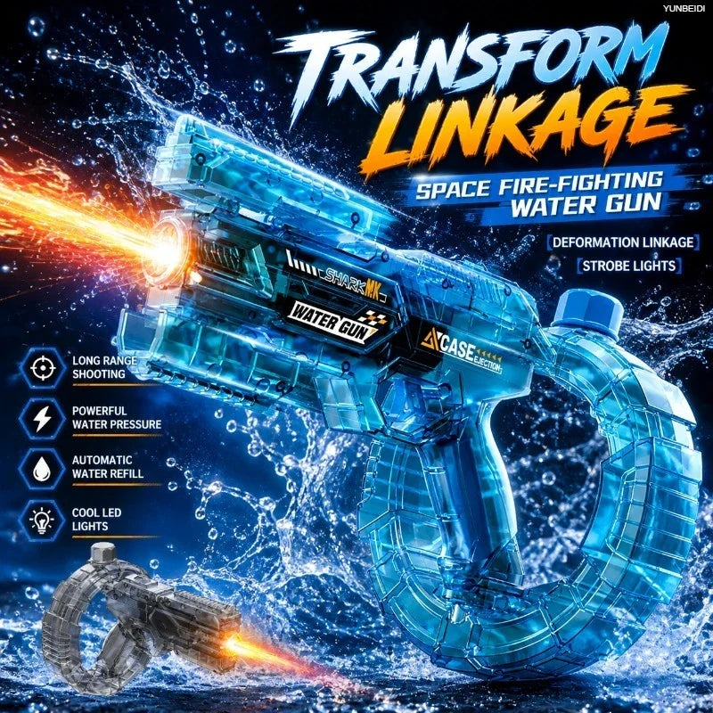 Electric Water Gun Automatic Water Blaster with LED Lights High Pressure Long Range Summer Beach Pool Outdoor Toy for Kids Adult