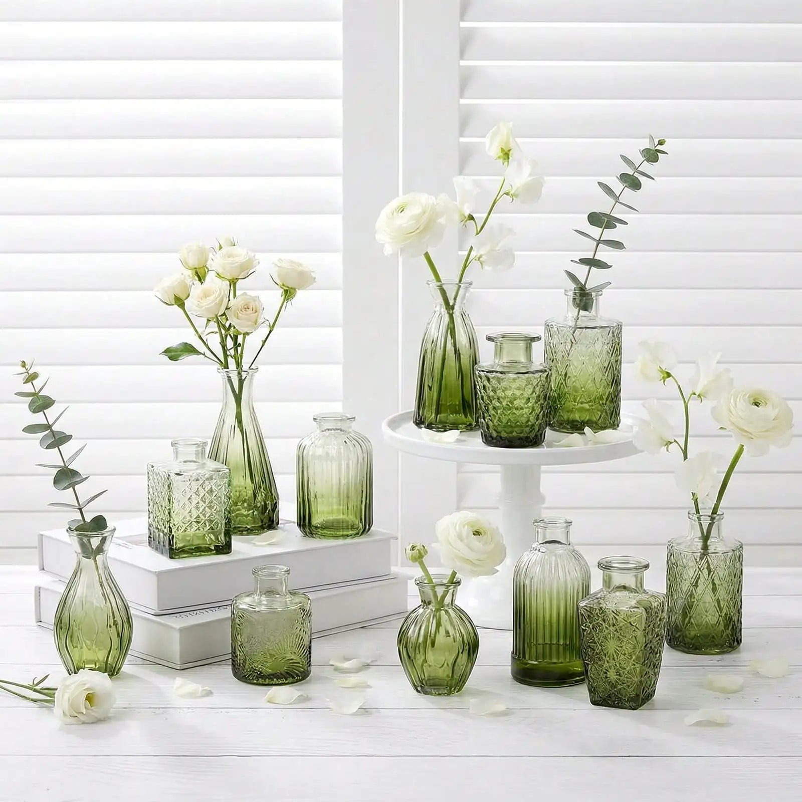 12 Pack Glass Bud Vase Set, Small Vintage Flower Vases for