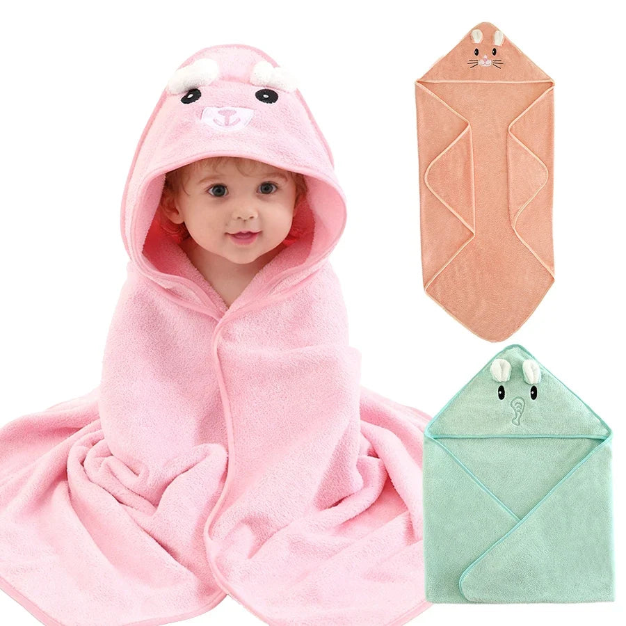 A Soft, Absorbent Baby Bath Towel with Cartoon Design, Thin Summer Style, Newborn Bath Towel, a Must-Have for Babies.