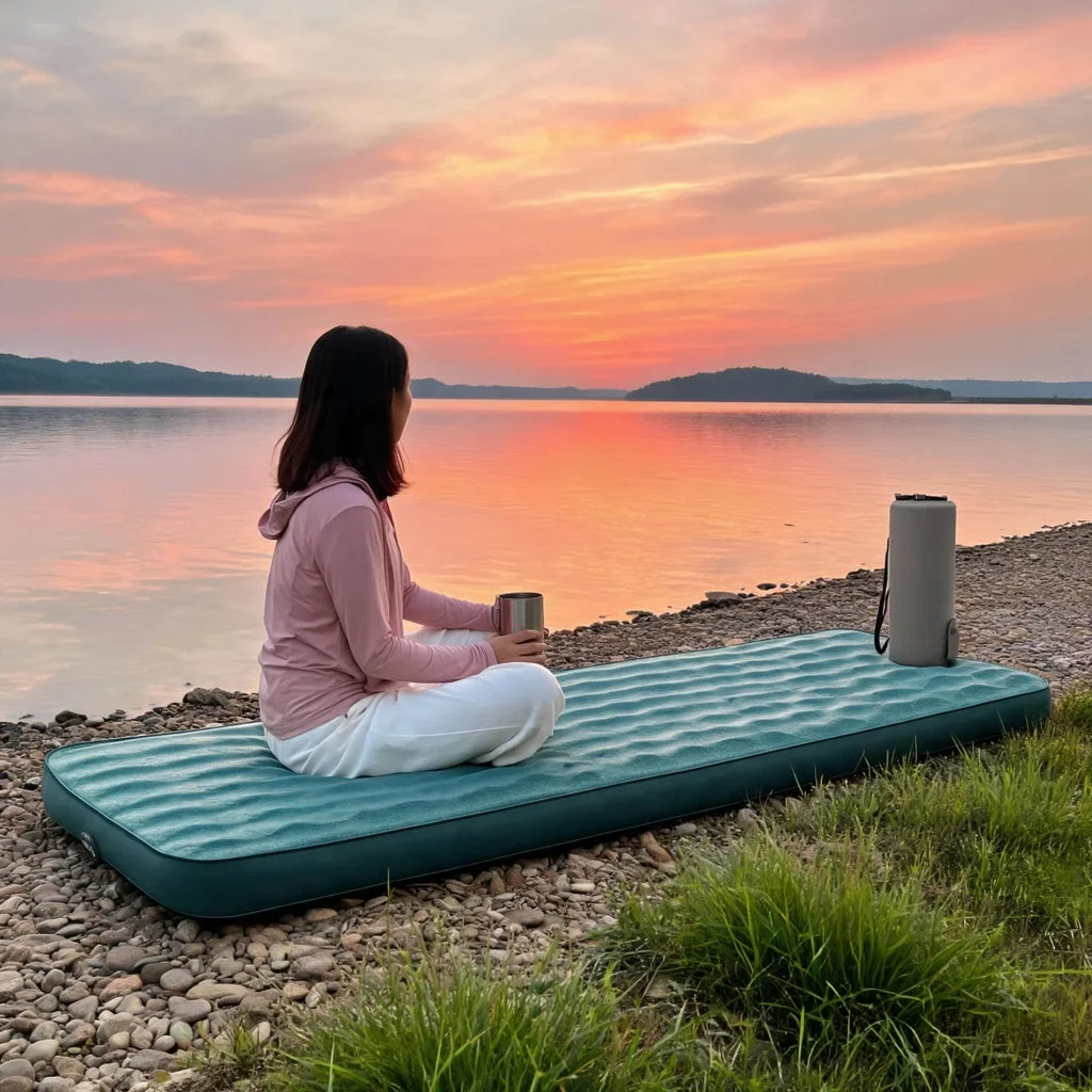 Outdoor Camping Single Inflatable Mattress, Ultra-Wide Sleeping Mat, Ultra-Light Folding Bed Sleeping Mat, Car Travel Mat