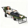 Foldable Camping Wagon with Tank Wheels Outdoor Beach Cart Reclining Design Push Trolley Portable Folding Trailer for Camping