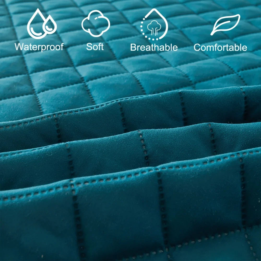 1pc Quilted Waterproof Fitted Sheet, Machine Washable Mattress