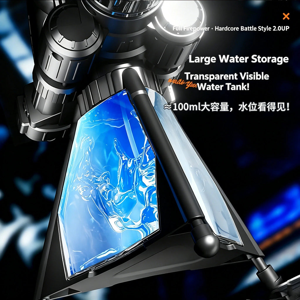 Gatling Rotating Electric Water Gun with Light-Up High Speed Continuous Shooting Powerful Water Blaster Summer Outdoor Beach Toy