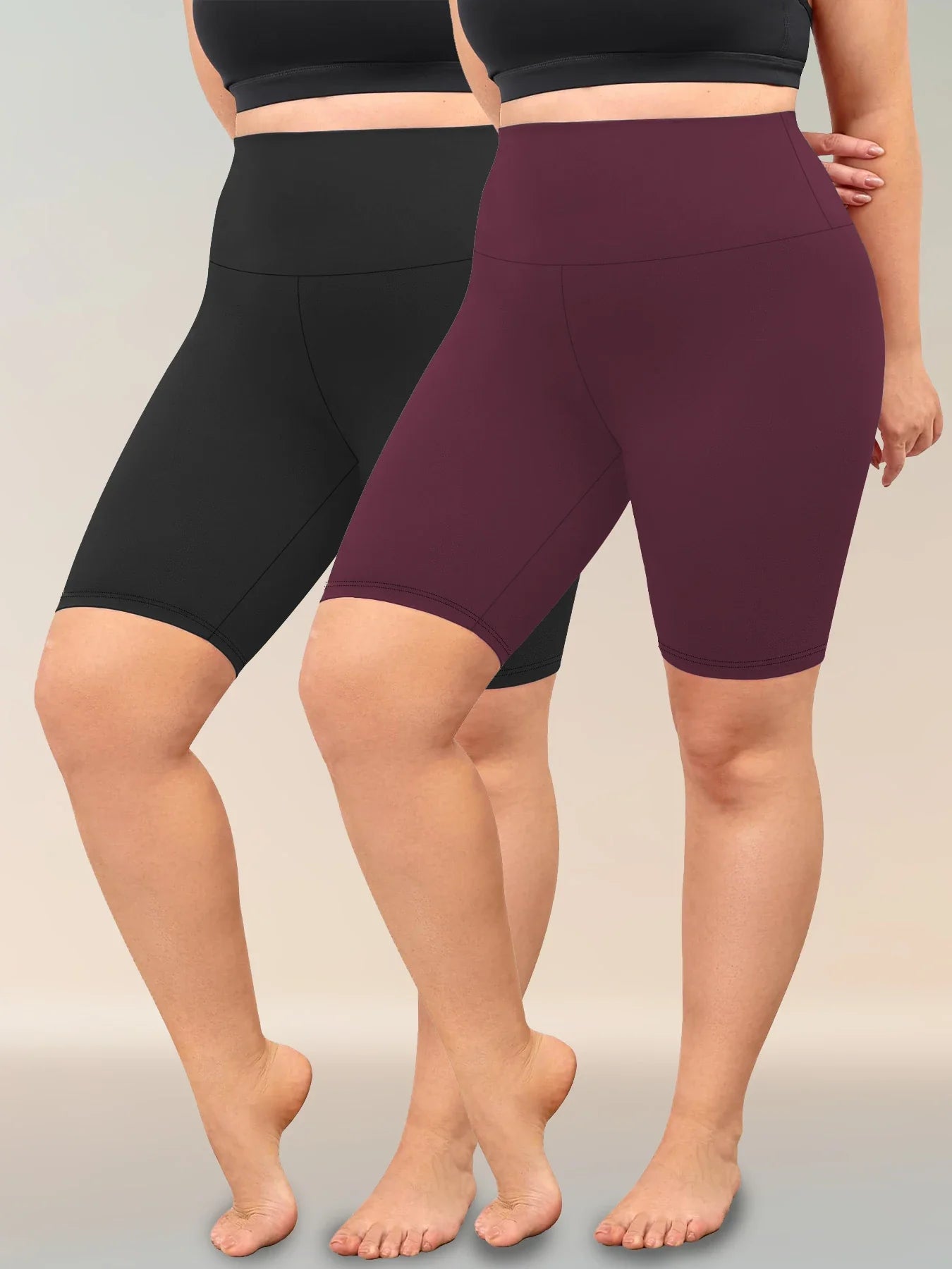 2 Pack Plus Size Biker Shorts for Women High Waisted Super Soft