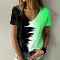 New women's V-neck T-shirt, black and white, suitable for document subscribers, 3D printing, vacation