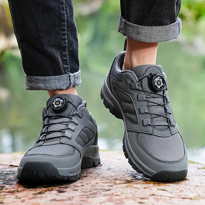Men'S Spring And Autumn Outdoor Sports Shoes With Rotating Buckle Convenient Comfortable Anti Slip Hiking Shoes Large Size 39-48