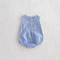Summer Baby Girls Sleeveless Romper  Plaid Newborn Baby Bodysuit  0-2 Years Old Infant Jumpsuit